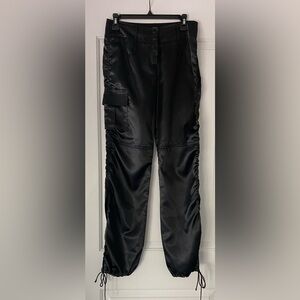 BCBGMaxAzria Men's Satin Black Cargo Pants